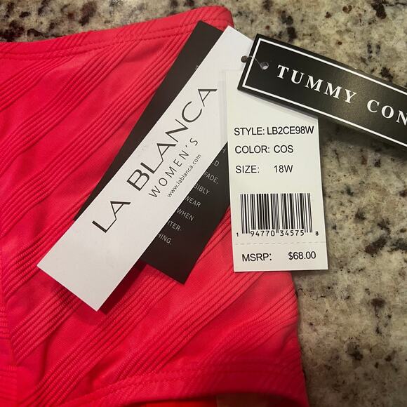 LA BLANCA Pink Tummy Control Moderate Coverage High Waisted Swimsuit Bottom 18W - Picture 12 of 12